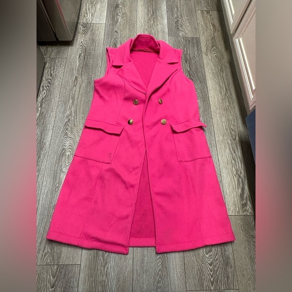 Jackets & Blazers - Haute Monde Women's Pink Sleeveless Coat